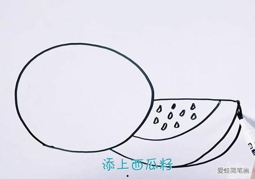 吃瓜简笔画q版,趣味横生的夏日清凉瞬间  第2张